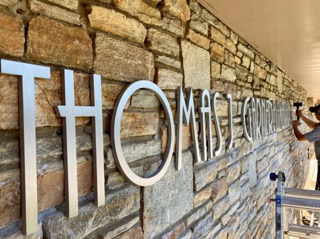Sign for renamed Thomas J. Garner Elementary in Hagerstown goes up